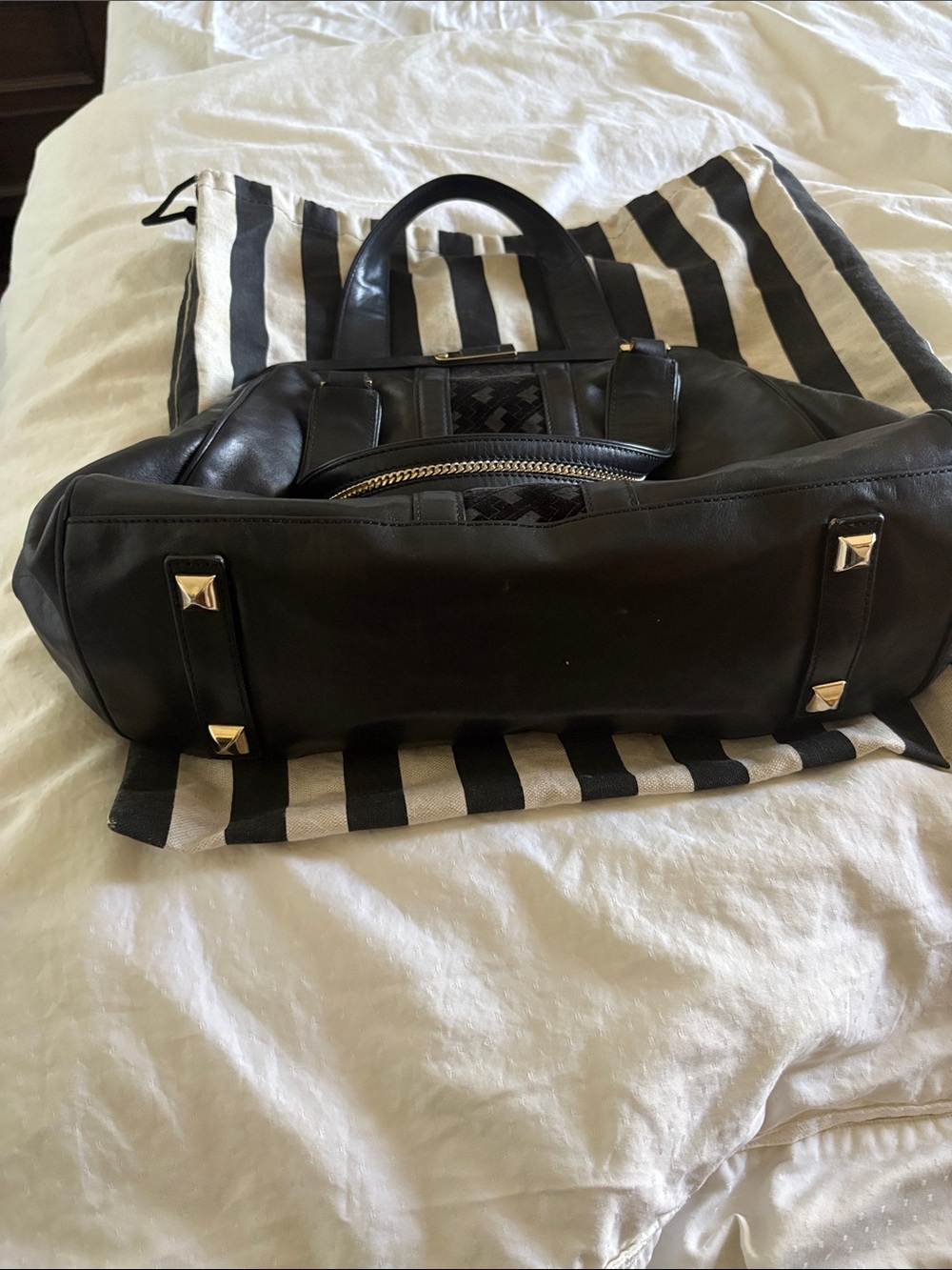 LAMB Black Leather Tote Bag with Tassel Accent - Picture 4 of 7